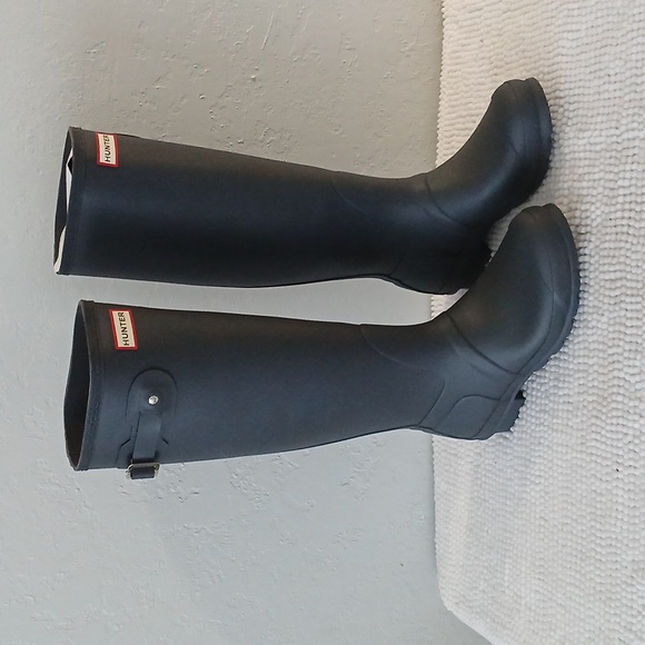 Hunter Original Tall Ladies Dark Slate Rain Boots - Picture 2 of 16